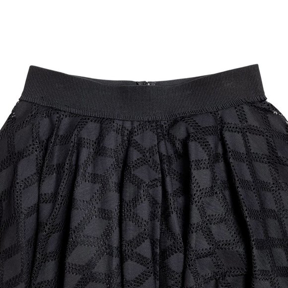 Sandro Paris Windowpane Smocked Midi Skirt Asymmetrical Lined Stretch Skirt - Picture 4 of 11